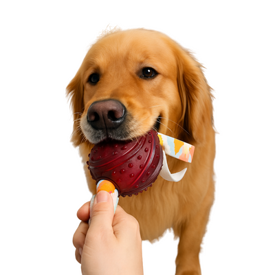 Durable Rubber Soccer Toy for Dogs (Red Color)